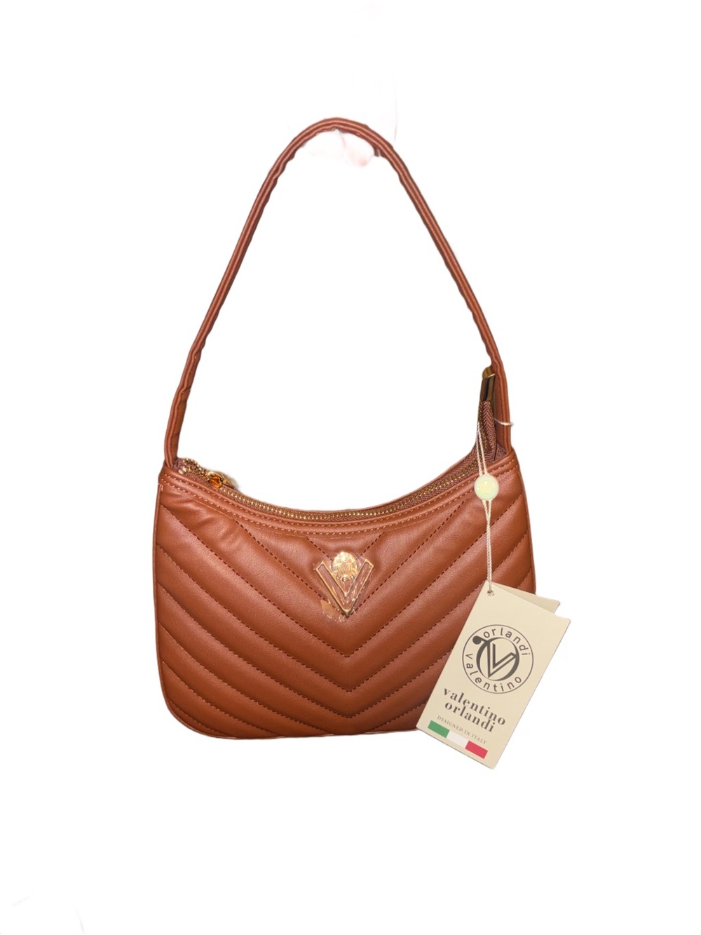 Valentino Orlandi Brown Quilted Shoulder Bag